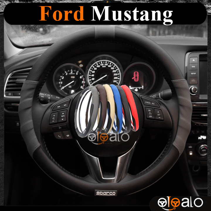 Bọc vô lăng Sparco Ford Mustang da PU cao cấp - OTOALO Bọc vô lăng Sparco Ford Mustang da PU cao cấp - OTOALO