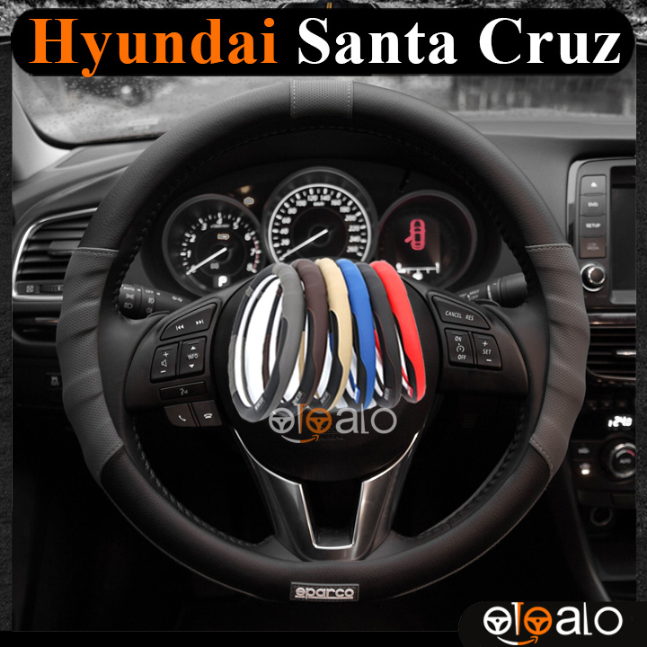 Bọc vô lăng Sparco Hyundai Santa Cruz da PU cao cấp - OTOALO Bọc vô lăng Sparco Hyundai Santa Cruz da PU cao cấp - OTOALO