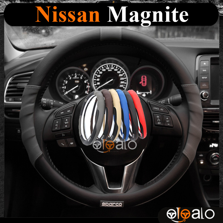 Bọc vô lăng Sparco Nissan Magnite da PU cao cấp - OTOALO Bọc vô lăng Sparco Nissan Magnite da PU cao cấp - OTOALO