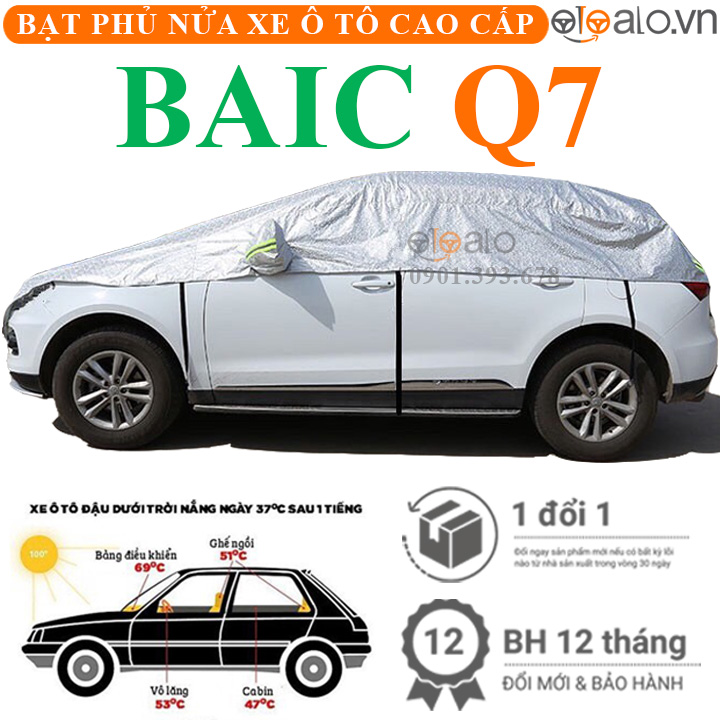 Bạt phủ nóc xe BAIC Q7 vải dù 3 lớp - OTOALO Bạt phủ nóc xe BAIC Q7 vải dù 3 lớp - OTOALO