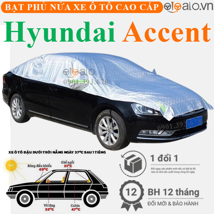 Bạt phủ nóc xe Hyundai Accent vải dù 3 lớp - OTOALO Bạt phủ nóc xe Hyundai Accent vải dù 3 lớp - OTOALO