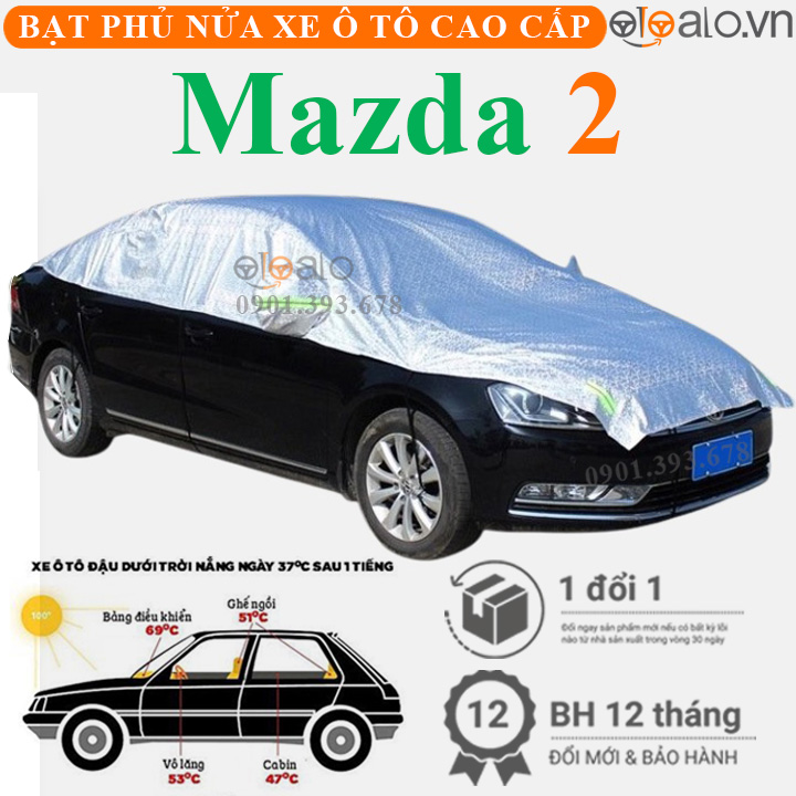 Bạt phủ nóc xe Mazda 2 vải dù 3 lớp - OTOALO Bạt phủ nóc xe Mazda 2 vải dù 3 lớp - OTOALO