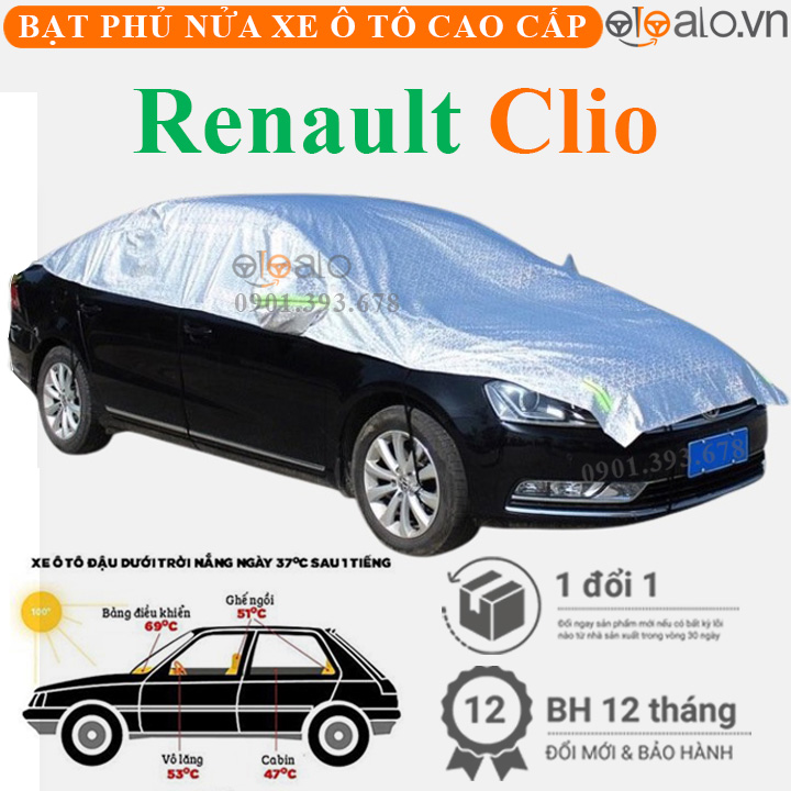 Bạt phủ nóc xe Renault Clio vải dù 3 lớp - OTOALO Bạt phủ nóc xe Renault Clio vải dù 3 lớp - OTOALO