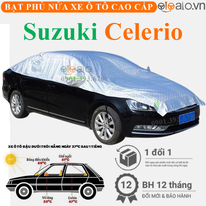 Bạt phủ nóc xe Suzuki Celerio vải dù 3 lớp - OTOALO Bạt phủ nóc xe Suzuki Celerio vải dù 3 lớp - OTOALO