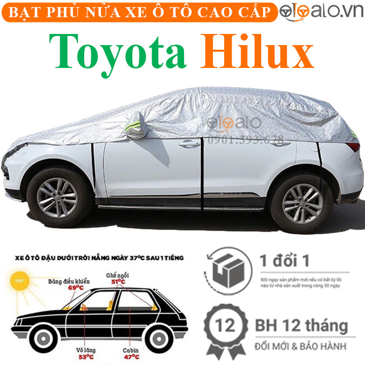 Bạt phủ nóc xe Toyota Hilux vải dù 3 lớp - OTOALO Bạt phủ nóc xe Toyota Hilux vải dù 3 lớp - OTOALO