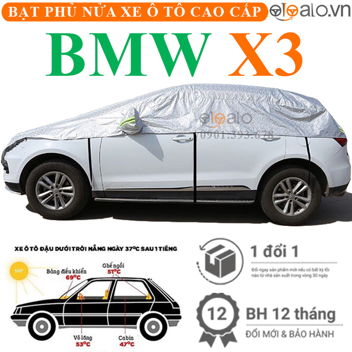 Bạt phủ nóc xe BMW X3 vải dù 3 lớp - OTOALO Bạt phủ nóc xe BMW X3 vải dù 3 lớp - OTOALO