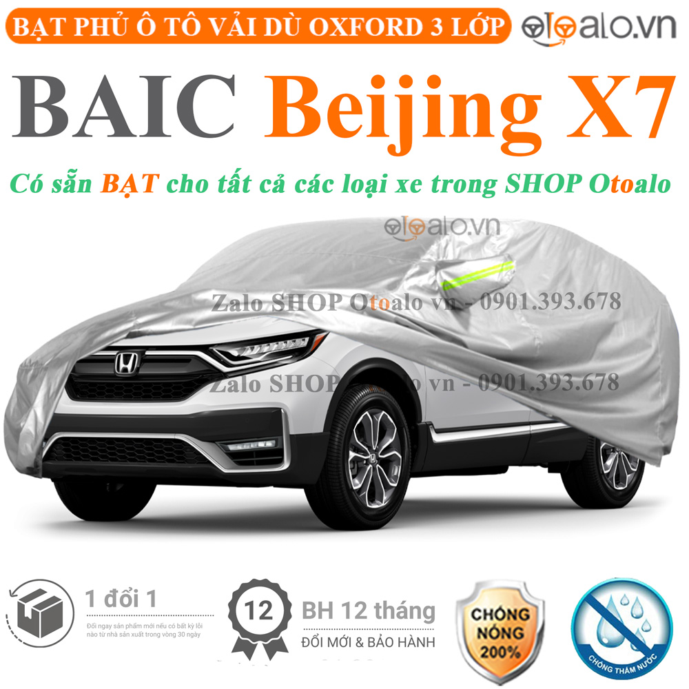 Bạt che phủ xe BAIC Beijing X7 3 lớp cao cấp - OTOALO Bạt che phủ xe BAIC Beijing X7 3 lớp cao cấp - OTOALO
