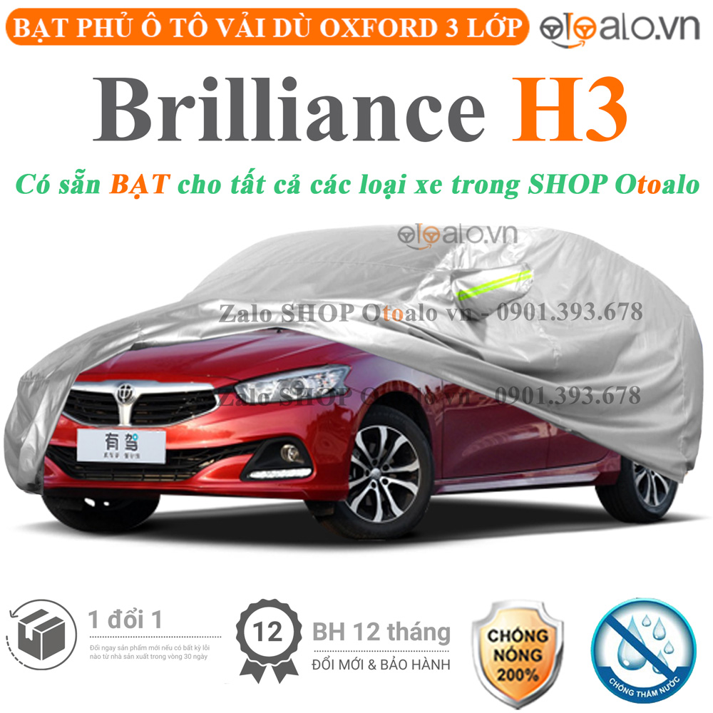 Bạt che phủ xe Brilliance H220 3 lớp cao cấp - OTOALO Bạt che phủ xe Brilliance H220 3 lớp cao cấp - OTOALO