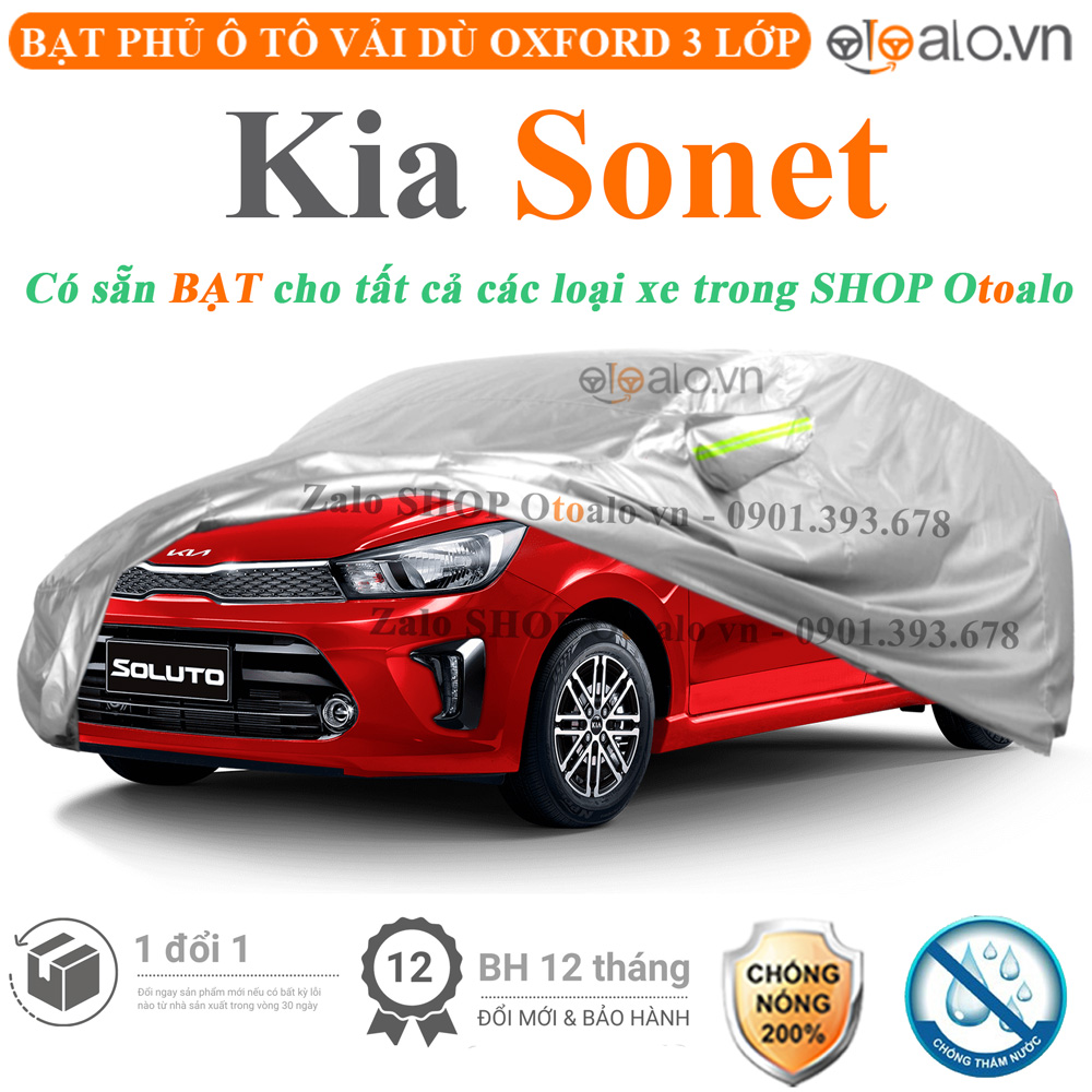 Bạt che phủ xe Kia Sonet 3 lớp cao cấp - OTOALO Bạt che phủ xe Kia Sonet 3 lớp cao cấp - OTOALO