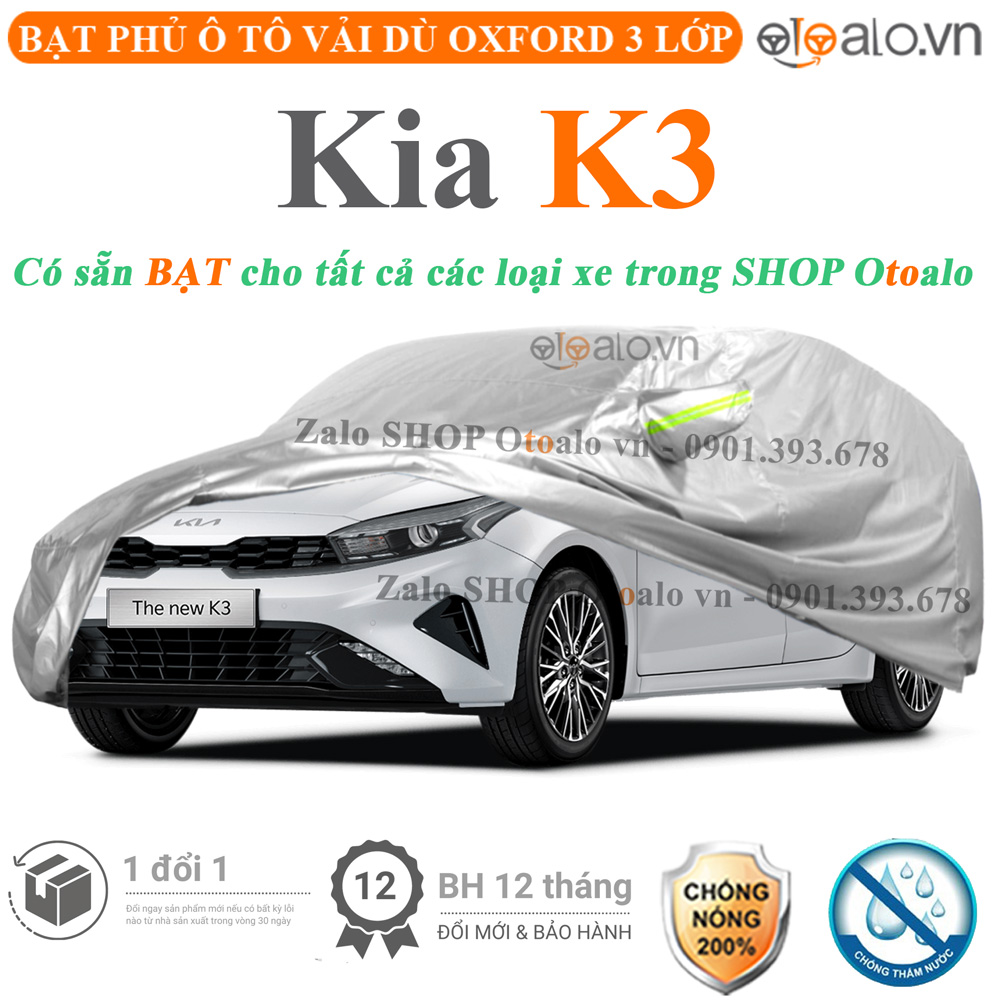 Bạt che phủ xe Kia K3 3 lớp cao cấp - OTOALO Bạt che phủ xe Kia K3 3 lớp cao cấp - OTOALO