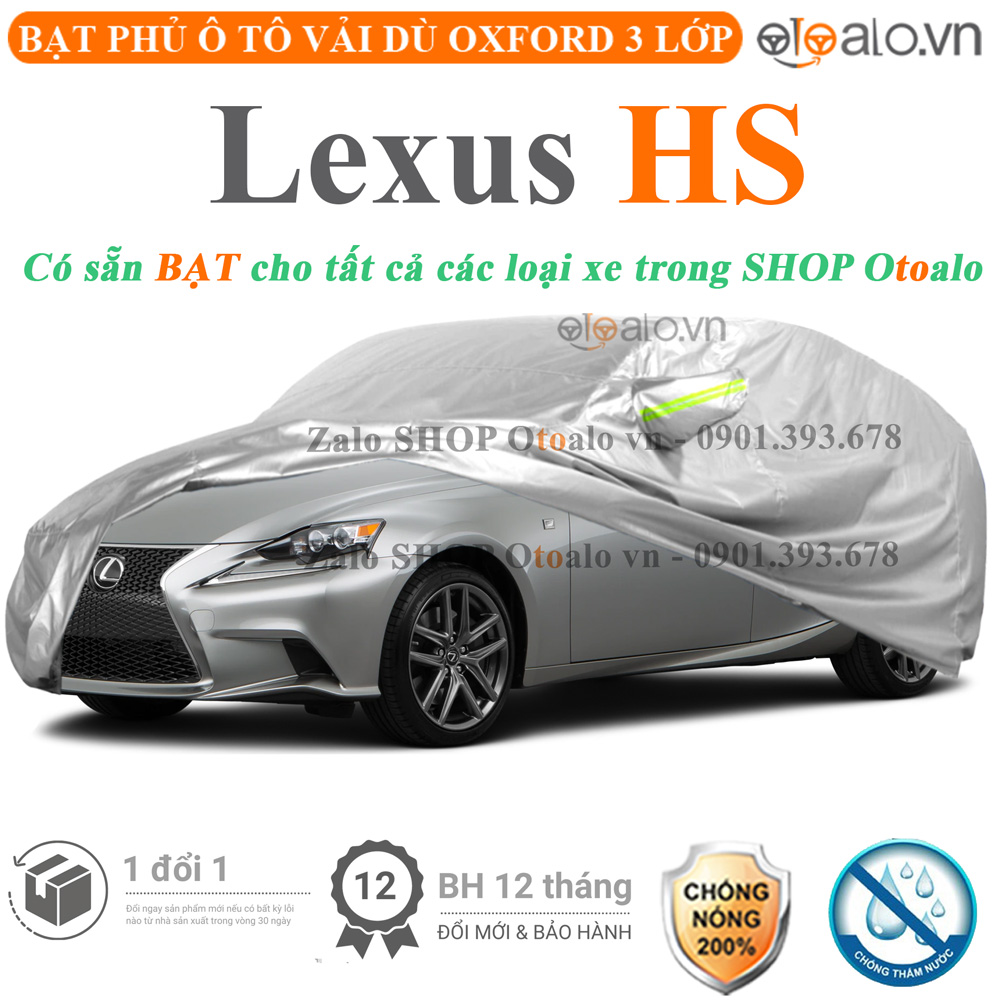 Bạt che phủ xe Lexus HS 3 lớp cao cấp - OTOALO Bạt che phủ xe Lexus HS 3 lớp cao cấp - OTOALO