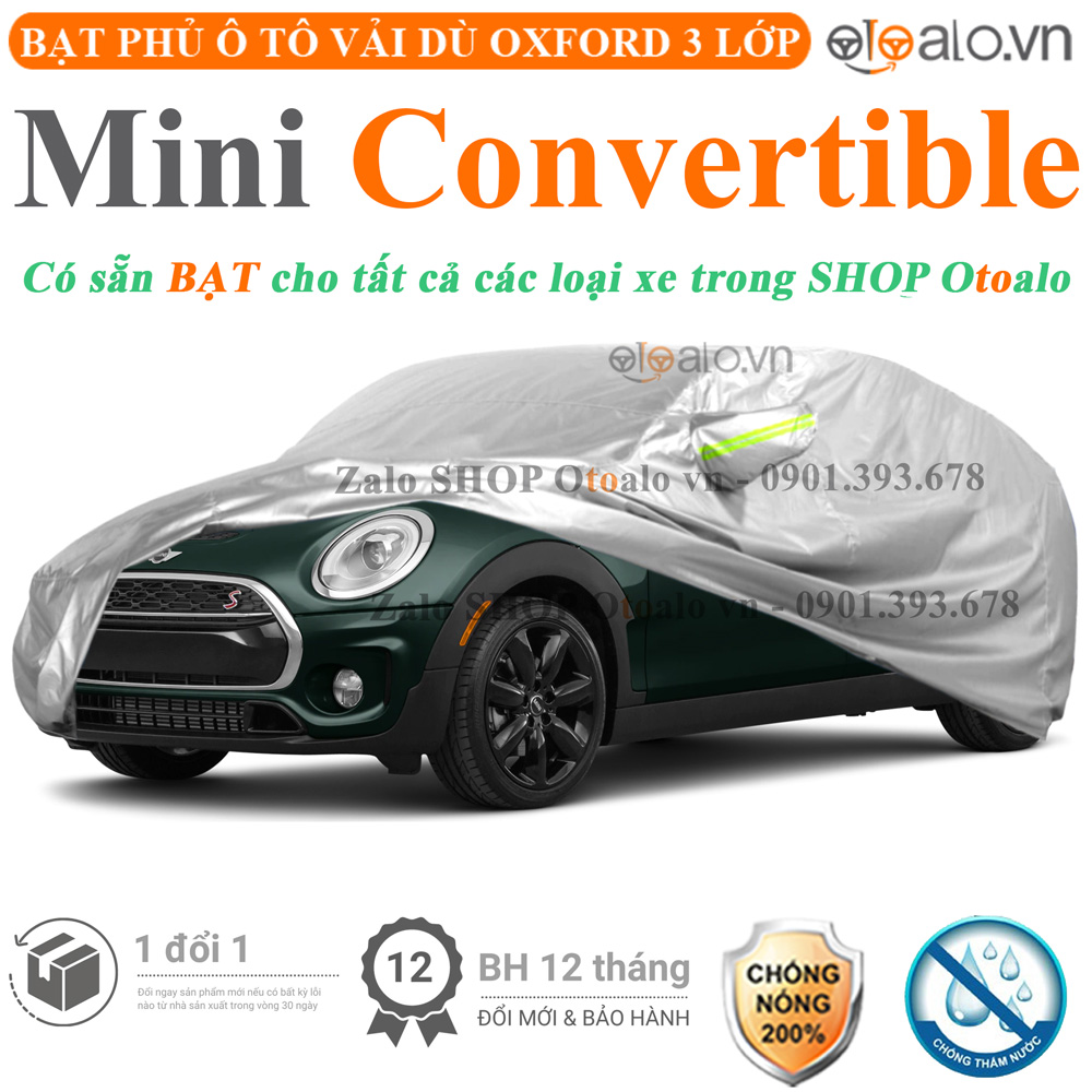 Bạt che phủ xe MINI Convertible 3 lớp cao cấp - OTOALO Bạt che phủ xe MINI Convertible 3 lớp cao cấp - OTOALO