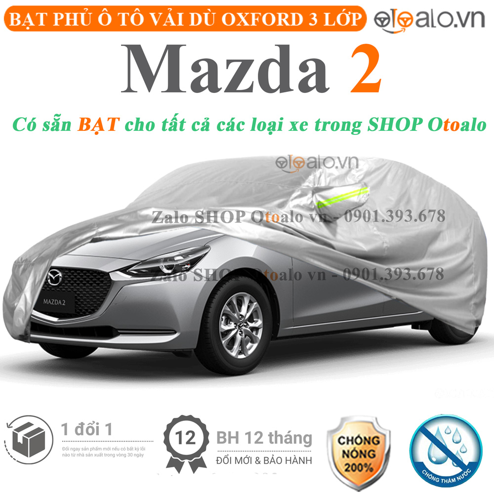 Bạt che phủ xe Mazda 2 3 lớp cao cấp - OTOALO Bạt che phủ xe Mazda 2 3 lớp cao cấp - OTOALO
