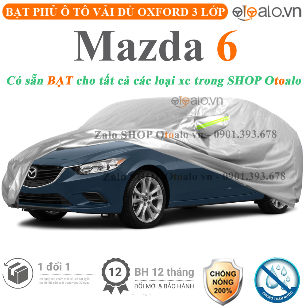 Bạt che phủ xe Mazda 6 3 lớp cao cấp - OTOALO Bạt che phủ xe Mazda 6 3 lớp cao cấp - OTOALO
