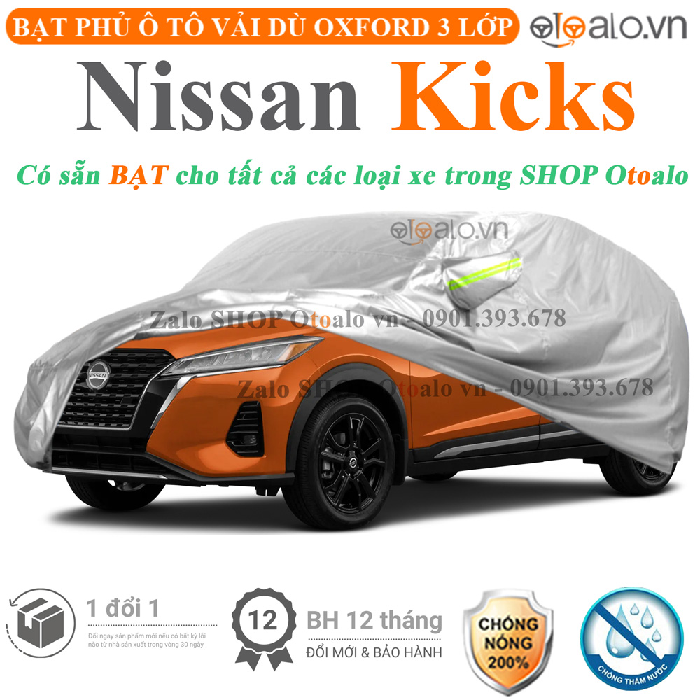 Bạt che phủ xe Nissan Kicks 3 lớp cao cấp - OTOALO Bạt che phủ xe Nissan Kicks 3 lớp cao cấp - OTOALO