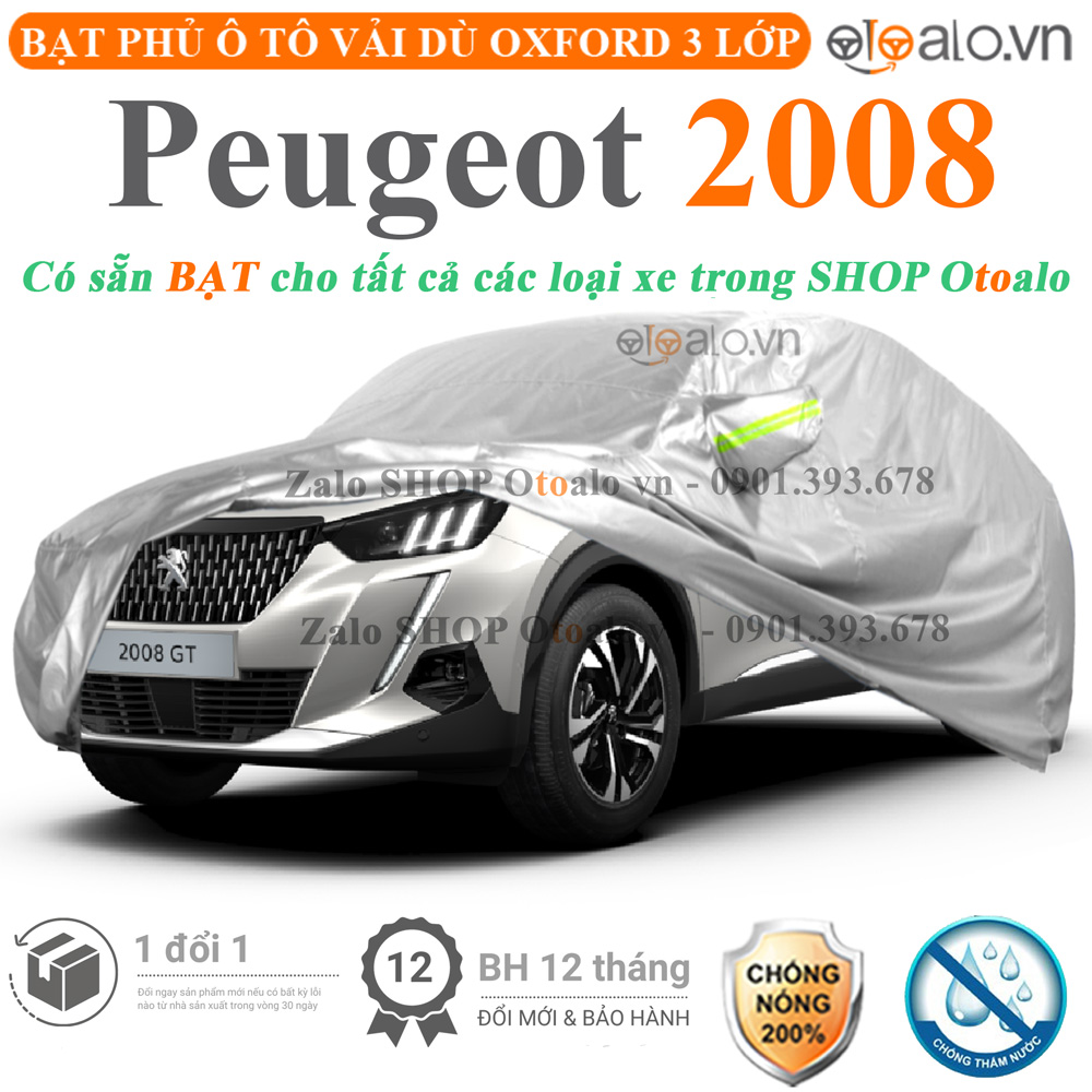 Bạt che phủ xe Peugeot 2008 3 lớp cao cấp - OTOALO Bạt che phủ xe Peugeot 2008 3 lớp cao cấp - OTOALO