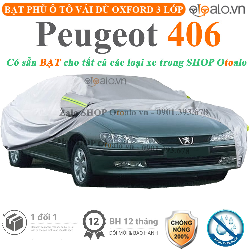 Bạt che phủ xe Peugeot 406 3 lớp cao cấp - OTOALO Bạt che phủ xe Peugeot 406 3 lớp cao cấp - OTOALO