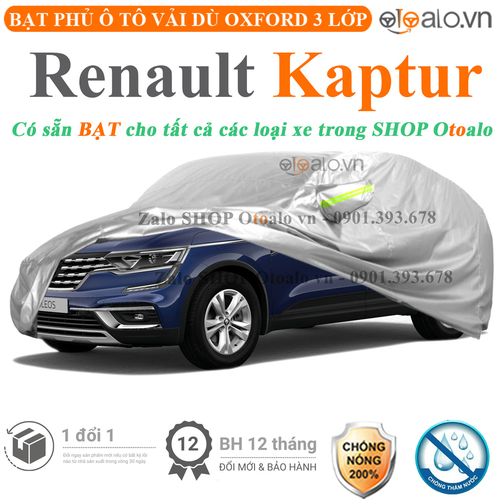 Bạt che phủ xe Renault Kaptur 3 lớp cao cấp - OTOALO Bạt che phủ xe Renault Kaptur 3 lớp cao cấp - OTOALO