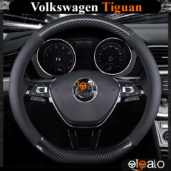 Bọc vô lăng xe Volkswagen Tiguan da cao cấp lót caosu non - OTOALO