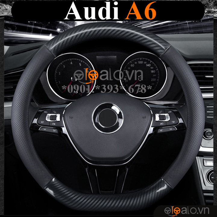 Bọc vô lăng chữ D cut Audi A6 da cacbon cao cấp - OTOALO Bọc vô lăng chữ D cut Audi A6 da cacbon cao cấp - OTOALO
