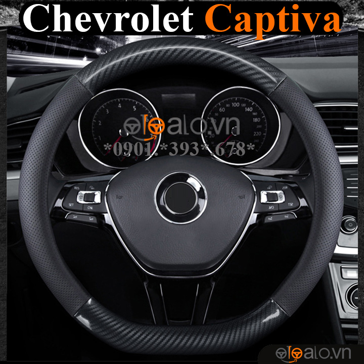 Bọc vô lăng chữ D cut Chevrolet Captiva da cacbon cao cấp - OTOALO Bọc vô lăng chữ D cut Chevrolet Captiva da cacbon cao cấp - OTOALO