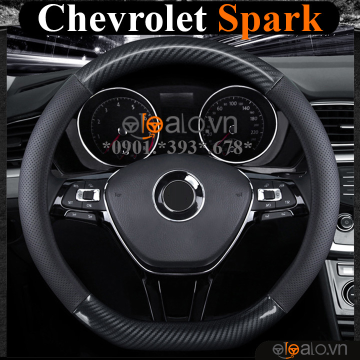 Bọc vô lăng chữ D cut Chevrolet Spark da cacbon cao cấp - OTOALO Bọc vô lăng chữ D cut Chevrolet Spark da cacbon cao cấp - OTOALO