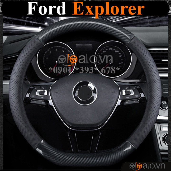 Bọc vô lăng chữ D cut Ford Explorer da cacbon cao cấp - OTOALO Bọc vô lăng chữ D cut Ford Explorer da cacbon cao cấp - OTOALO