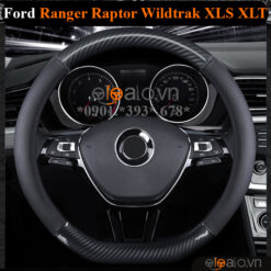 Bọc vô lăng chữ D cut Ford Ranger Raptor Wildtrak XLS XLT da cacbon cao cấp - OTOALO