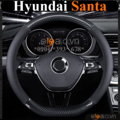 Bọc vô lăng chữ D cut Hyundai Santa Cruz da cacbon cao cấp - OTOALO
