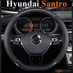 Bọc vô lăng chữ D cut Hyundai Santro da cacbon cao cấp - OTOALO