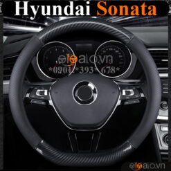 Bọc vô lăng chữ D cut Hyundai Sonata da cacbon cao cấp - OTOALO