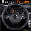 Bọc vô lăng chữ D cut Hyundai Veloster da cacbon cao cấp - OTOALO