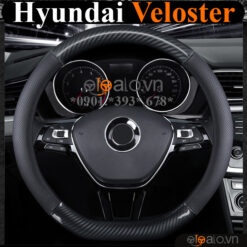 Bọc vô lăng chữ D cut Hyundai Veloster da cacbon cao cấp - OTOALO