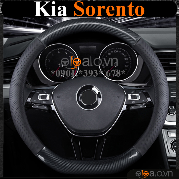Bọc vô lăng chữ D cut Kia Sorento da cacbon cao cấp - OTOALO Bọc vô lăng chữ D cut Kia Sorento da cacbon cao cấp - OTOALO