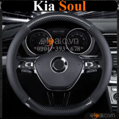 Bọc vô lăng chữ D cut Kia Soul da cacbon cao cấp - OTOALO