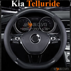 Bọc vô lăng chữ D cut Kia Telluride da cacbon cao cấp - OTOALO