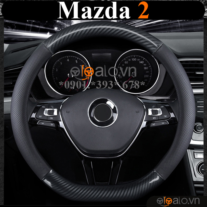 Bọc vô lăng chữ D cut Mazda 2 da cacbon cao cấp - OTOALO Bọc vô lăng chữ D cut Mazda 2 da cacbon cao cấp - OTOALO