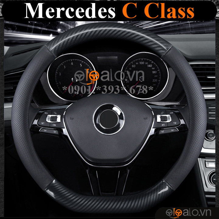 Bọc vô lăng chữ D cut Mercedes C Class C180 C200 C240 C250 C300 C43 da cacbon cao cấp - OTOALO Bọc vô lăng chữ D cut Mercedes C Class C180 C200 C240 C250 C300 C43 da cacbon cao cấp - OTOALO