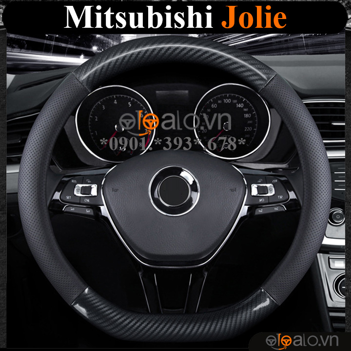 Bọc vô lăng chữ D cut Mitsubishi Jolie da cacbon cao cấp - OTOALO Bọc vô lăng chữ D cut Mitsubishi Jolie da cacbon cao cấp - OTOALO