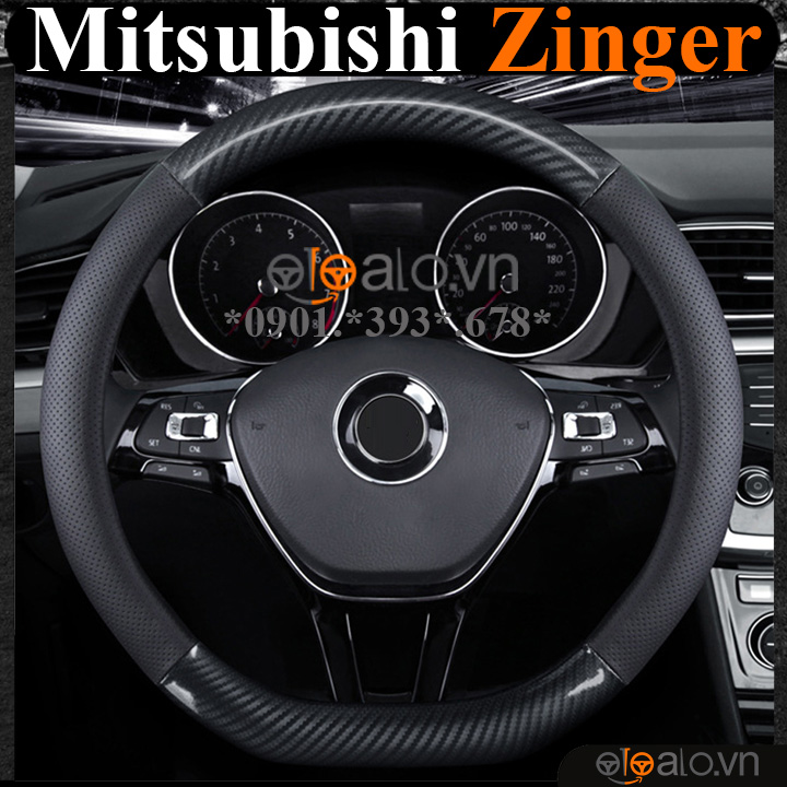 Bọc vô lăng chữ D cut Mitsubishi Zinger da cacbon cao cấp - OTOALO Bọc vô lăng chữ D cut Mitsubishi Zinger da cacbon cao cấp - OTOALO
