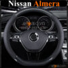 Bọc vô lăng chữ D cut Nissan Almera da cacbon cao cấp - OTOALO