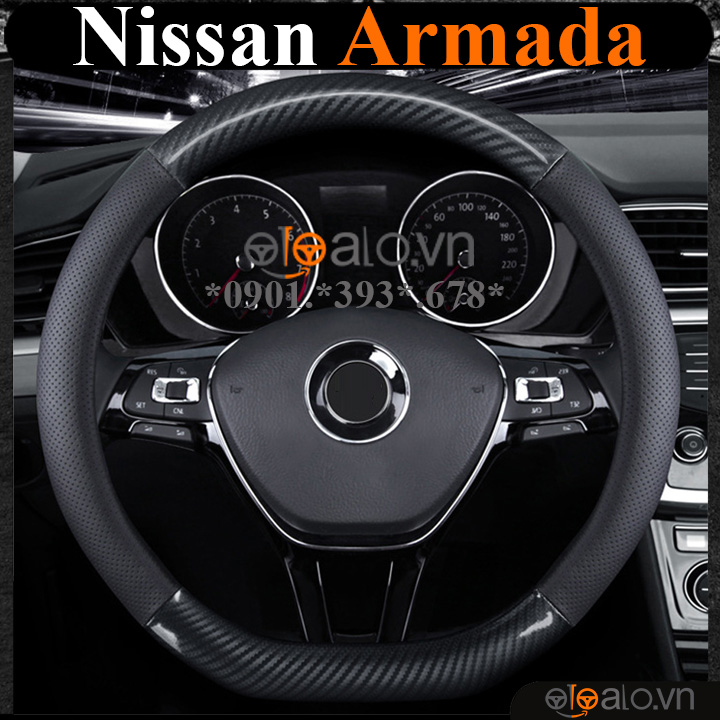 Bọc vô lăng chữ D cut Nissan Armada da cacbon cao cấp - OTOALO Bọc vô lăng chữ D cut Nissan Armada da cacbon cao cấp - OTOALO