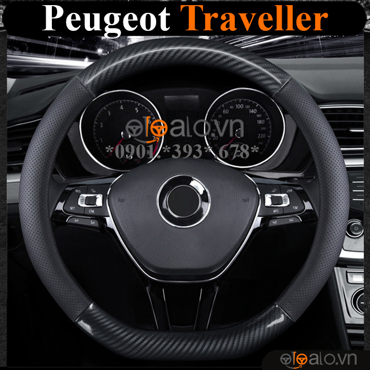 Bọc vô lăng chữ D cut Peugeot Traveller da cacbon cao cấp - OTOALO Bọc vô lăng chữ D cut Peugeot Traveller da cacbon cao cấp - OTOALO