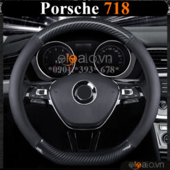 Bọc vô lăng chữ D cut Porsche 718 da cacbon cao cấp - OTOALO