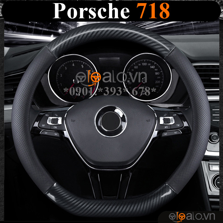 Bọc vô lăng chữ D cut Porsche 718 da cacbon cao cấp - OTOALO Bọc vô lăng chữ D cut Porsche 718 da cacbon cao cấp - OTOALO
