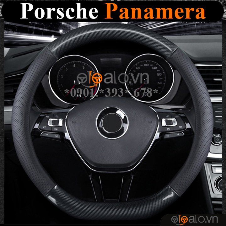 Bọc vô lăng chữ D cut Porsche Panamera da cacbon cao cấp - OTOALO Bọc vô lăng chữ D cut Porsche Panamera da cacbon cao cấp - OTOALO