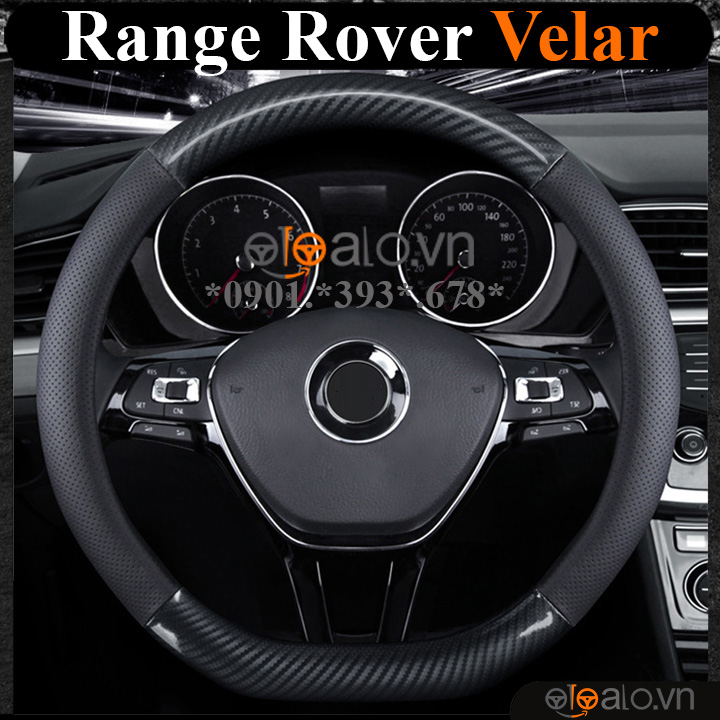 Bọc vô lăng chữ D cut Range Rover Velar da cacbon cao cấp - OTOALO Bọc vô lăng chữ D cut Range Rover Velar da cacbon cao cấp - OTOALO