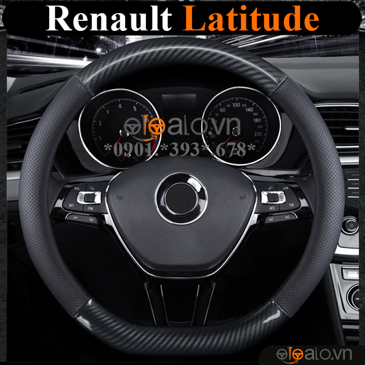 Bọc vô lăng chữ D cut Renault Latitude da cacbon cao cấp - OTOALO Bọc vô lăng chữ D cut Renault Latitude da cacbon cao cấp - OTOALO