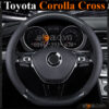Bọc vô lăng chữ D cut Toyota Corolla Cross da cacbon cao cấp - OTOALO