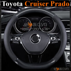 Bọc vô lăng chữ D cut Toyota Cruiser Prado da cacbon cao cấp - OTOALO